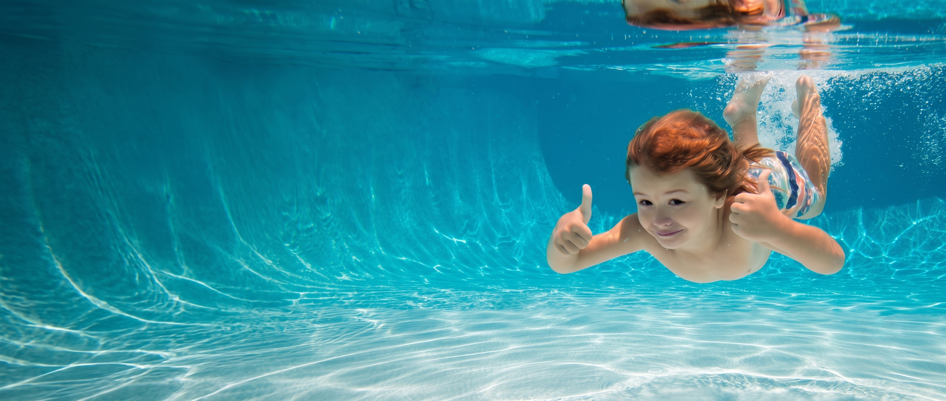 kid's Legs underwater in the swimming pool at Aquafin