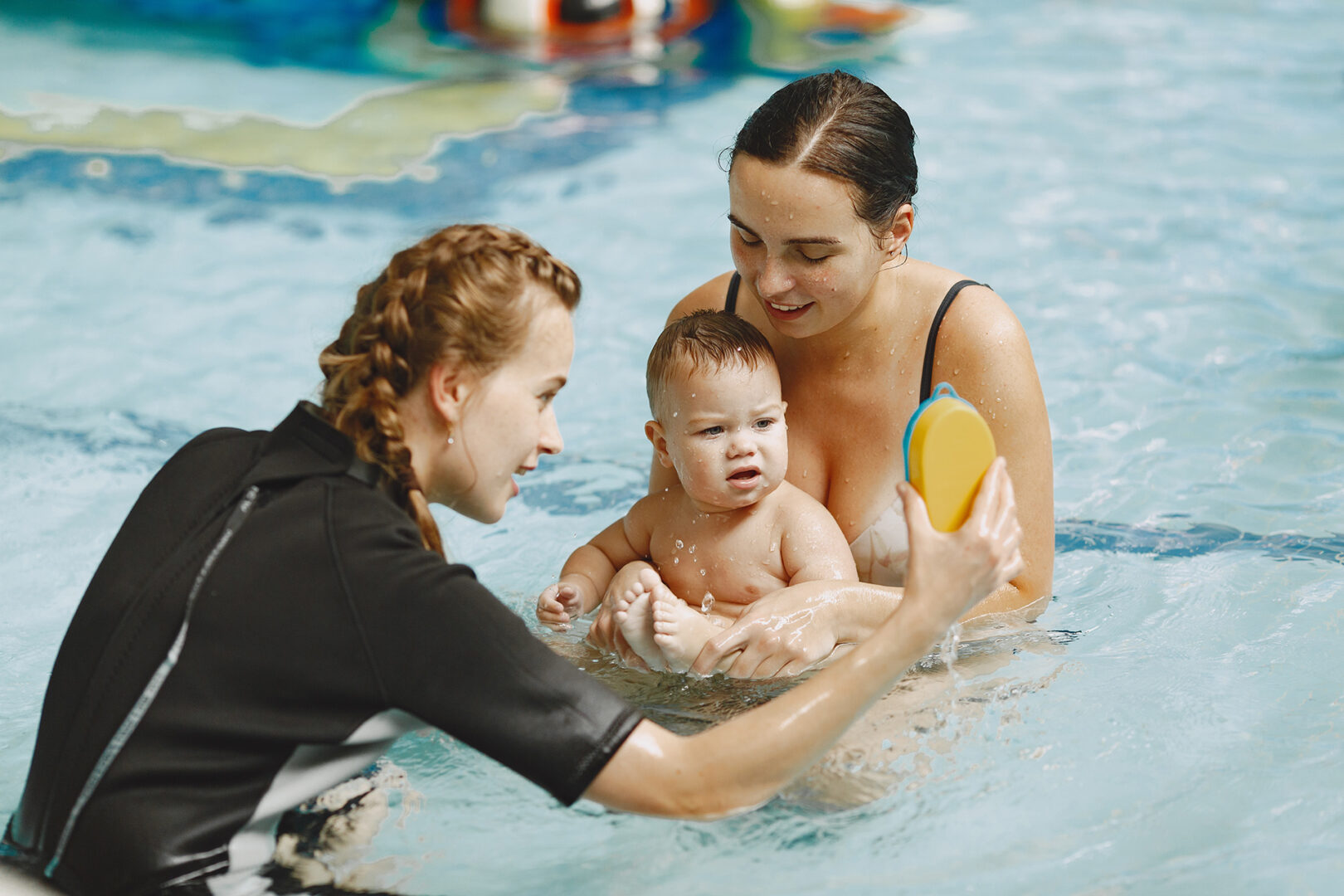 little cute baby boy instructor with kid mother with son 1
