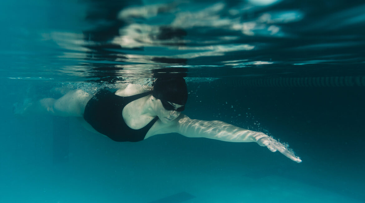 female olympic swimmer training