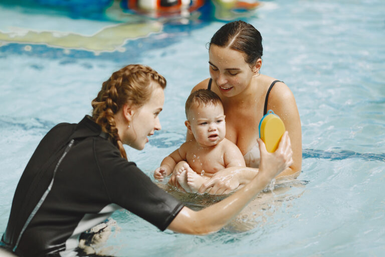 little cute baby boy instructor with kid mother with son 1